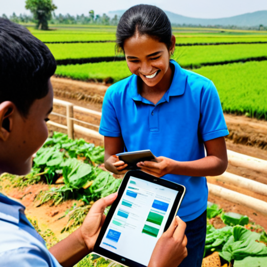 A diverse group of individuals, fully clothed in appropriate, modest attire, engaged in positive, forward-looking activities in a bright, optimistic setting. A young student in a modern classroom is accessing educational resources on a tablet, while a modest farmer in a rural landscape connects with a global market using a smartphone. The scene highlights inclusive connectivity and digital empowerment across different global regions, representing the bridging of the digital divide. perfect anatomy, correct proportions, natural pose, well-formed hands, proper finger count, natural body proportions, safe for work, appropriate content, fully clothed, family-friendly, professional photography, high quality.
