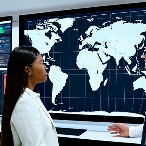 Global Supply Chain Optimization - Digital Integration**

A diverse team of professionals collaborating in a modern, brightly lit control room, monitoring a large, interactive digital display showcasing a global supply chain map with real-time data flow. The scene emphasizes connectivity, data analysis, and technological advancement. Everyone is fully clothed in appropriate business attire. Focus on teamwork, efficiency, and innovation. Safe for work, appropriate content, professional, perfect anatomy, natural proportions, high-quality rendering, fully clothed.

**